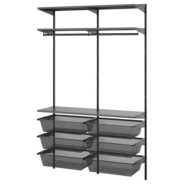 BOAXEL wardrobe combination, anthracite, 125x40x201 cm
