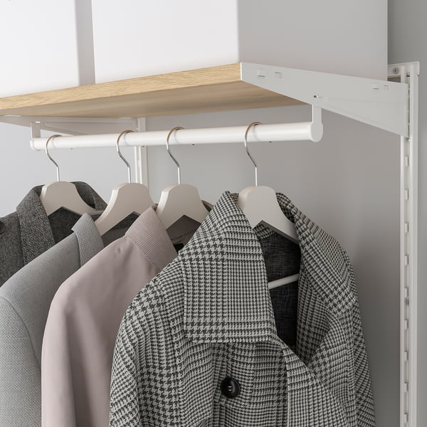 BOAXEL wardrobe combination, white/oak, 125x40x201 cm