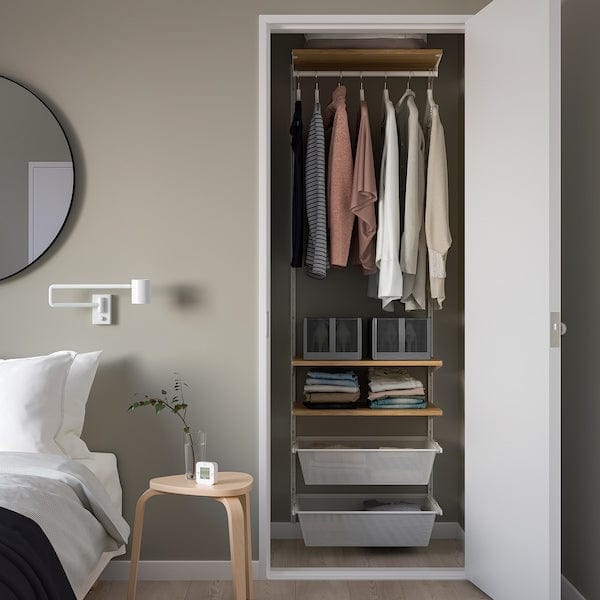 Ikea BOAXEL - Wardrobe combination, white/oak, 62x40x201 cm
