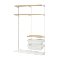BOAXEL wardrobe combination, white/oak, 125x40x201 cm
