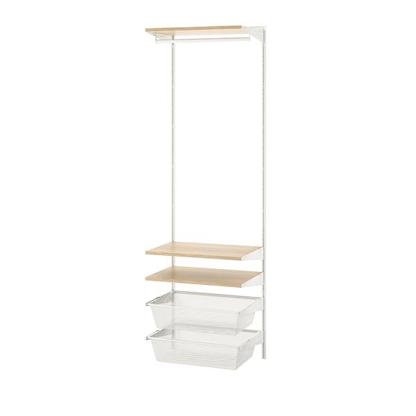 BOAXEL wardrobe combination, white/oak, 62x40x201 cm