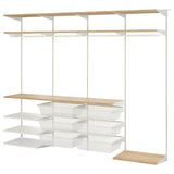 BOAXEL wardrobe combination, white/oak, 245x40x201 cm