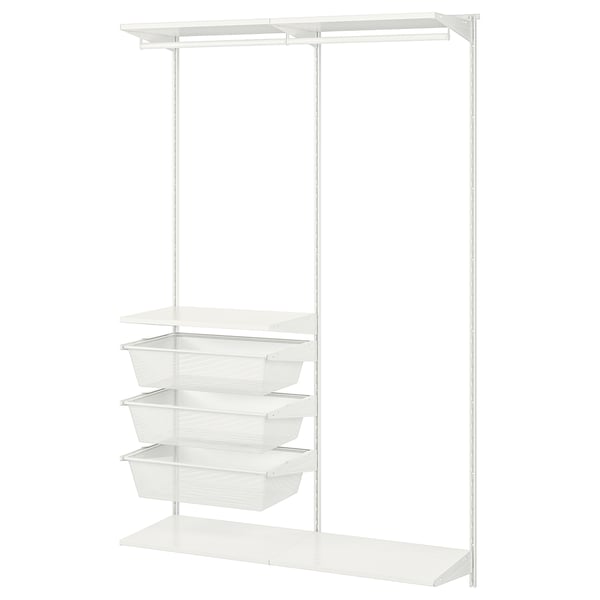 BOAXEL wardrobe combination, white, 125x40x201 cm