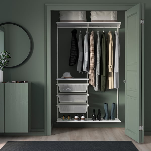 BOAXEL wardrobe combination, white, 125x40x201 cm