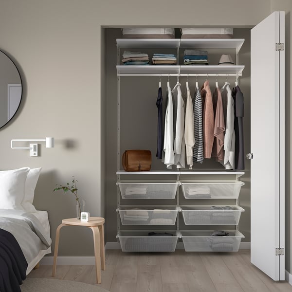 BOAXEL wardrobe combination, white, 125x40x201 cm