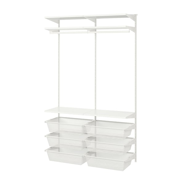 BOAXEL wardrobe combination, white, 125x40x201 cm