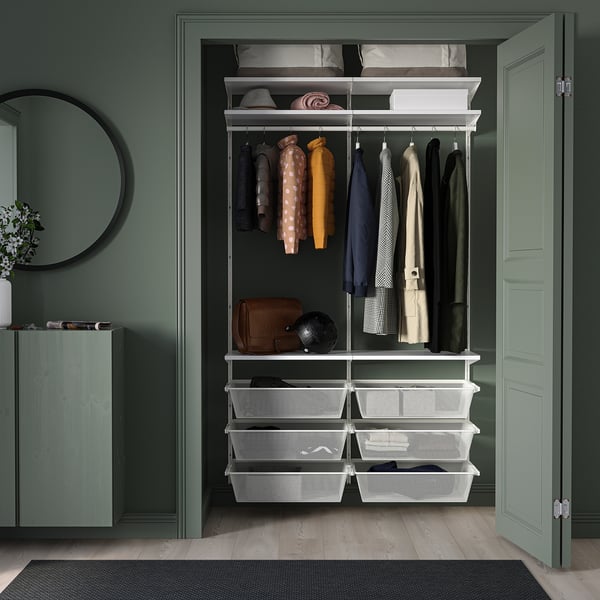 BOAXEL wardrobe combination, white, 125x40x201 cm