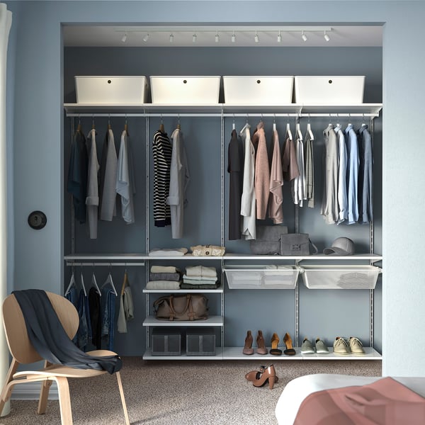 BOAXEL wardrobe combination, white, 245x40x201 cm
