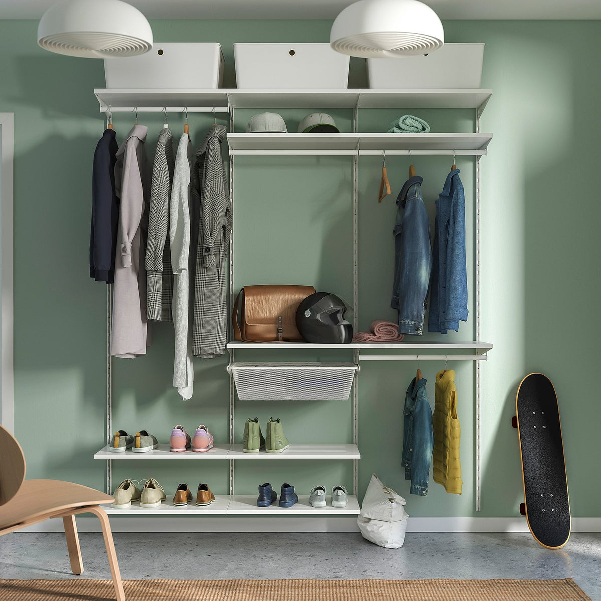 BOAXEL wardrobe combination, white, 182x40x201 cm
