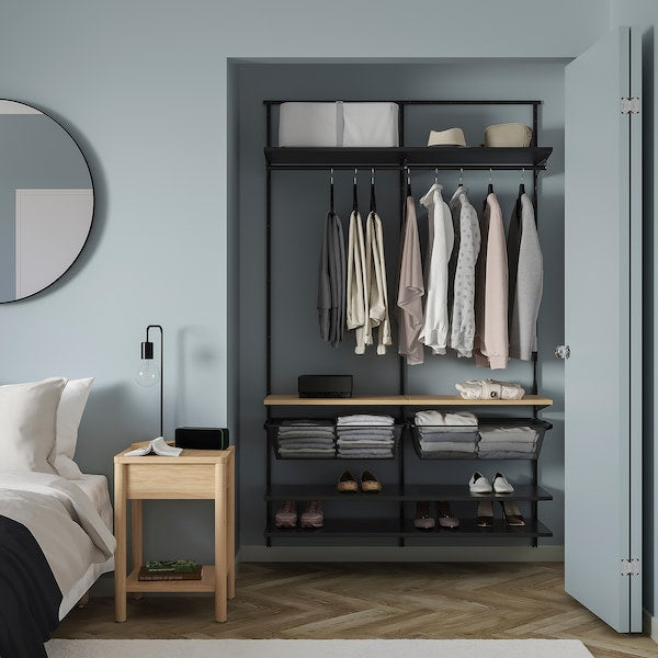 BOAXEL - Wardrobe combination, anthracite/oak, 125x40x201 cm