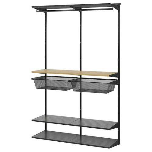 BOAXEL - BOAXEL Wardrobe combination, anthracite/oak, 125x40x201 cm