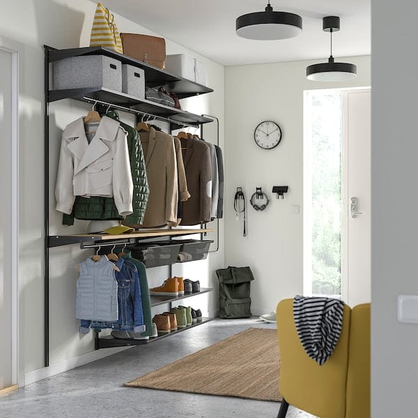 Ikea BOAXEL - Wardrobe combination, anthracite/oak, 187x40x201 cm