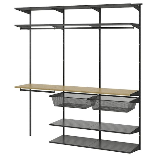 BOAXEL - BOAXEL Wardrobe combination, anthracite/oak, 187x40x201 cm