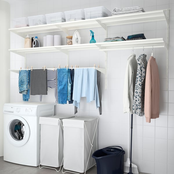 BOAXEL - BOAXEL Laundry combination, white/metal, 227x40x101 cm