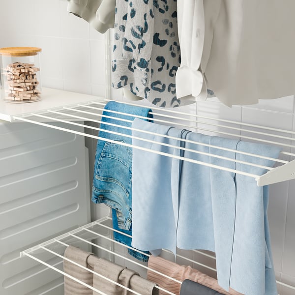 BOAXEL - BOAXEL Laundry combination, white/metal, 165x40x201 cm