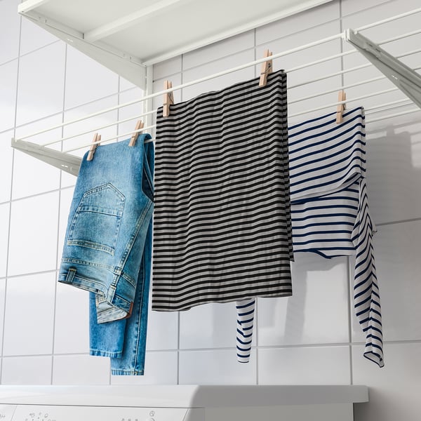 BOAXEL - BOAXEL Laundry combination, white/metal, 227x40x101 cm