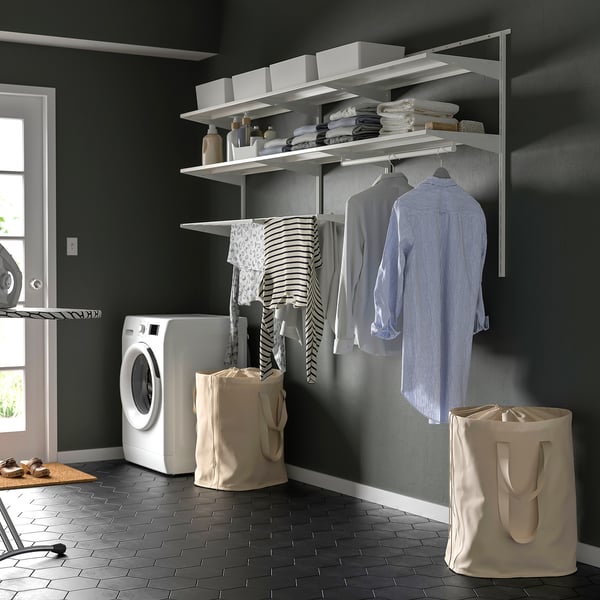 BOAXEL - BOAXEL Laundry combination, white/metal, 227x40x101 cm