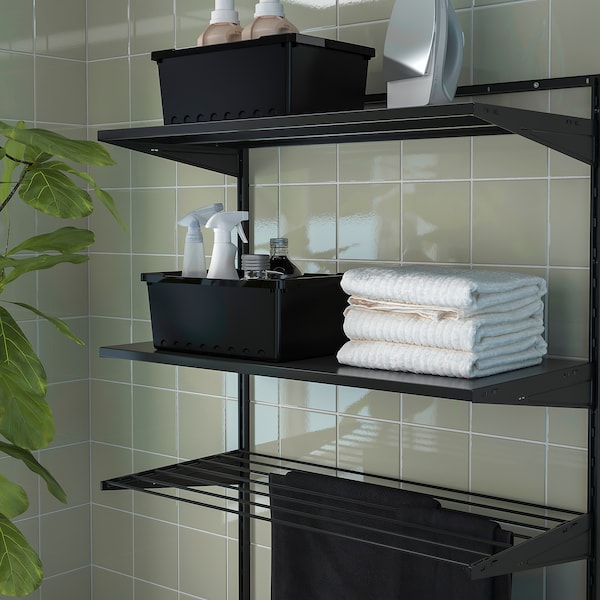 BOAXEL - Shelf, metal anthracite, 80x40 cm