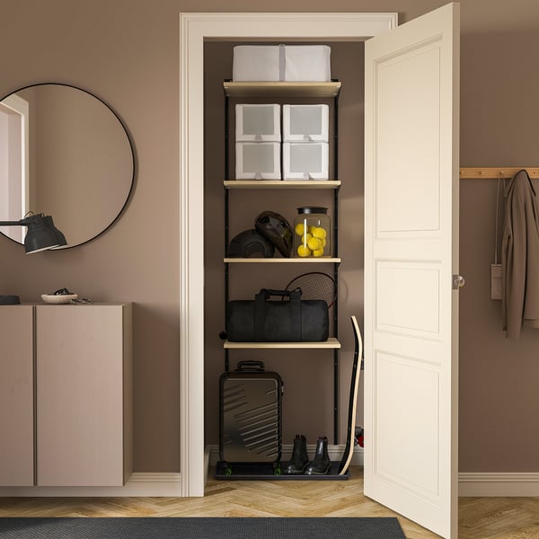 BOAXEL shelving unit, anthracite/oak, 62x40x201 cm