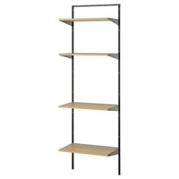 BOAXEL shelving unit, anthracite/oak, 62x40x201 cm