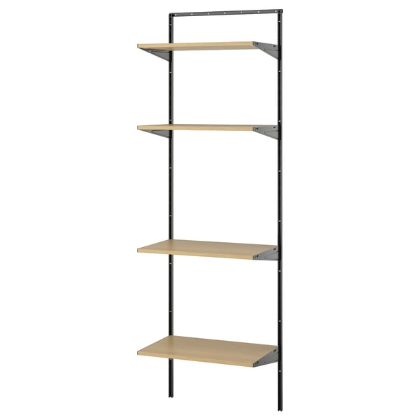 BOAXEL shelving unit, anthracite/oak, 62x40x201 cm