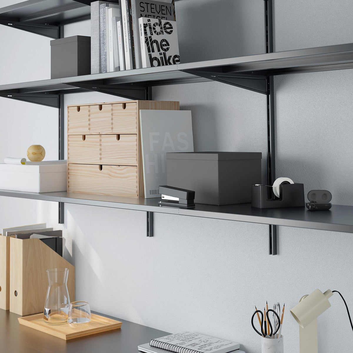BOAXEL shelving unit, anthracite, 182x40x101 cm