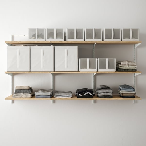 BOAXEL shelving unit, white/oak, 187x40x101 cm