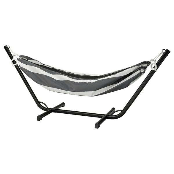 BOCKÖN / HAMNÖN hammock with stand, black/anthracite white, 308x100 cm