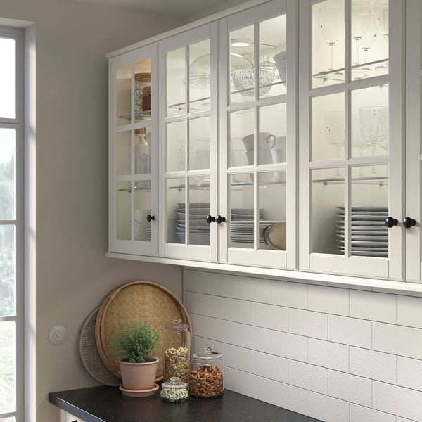 BODBYN glass door, off-white, 40x100 cm