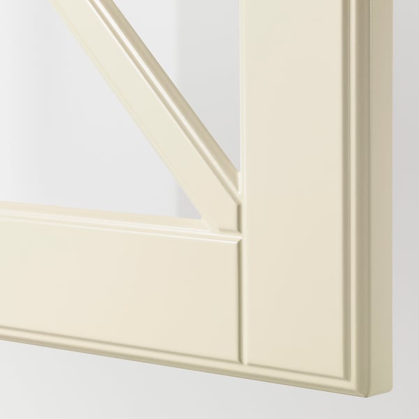 BODBYN glass door with crossbar, off-white, 40x40 cm