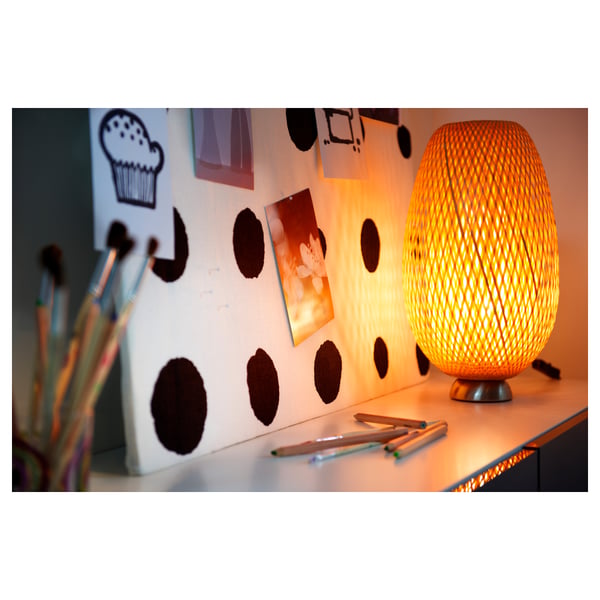 BÖJA table lamp, bamboo/handmade, 20 cm