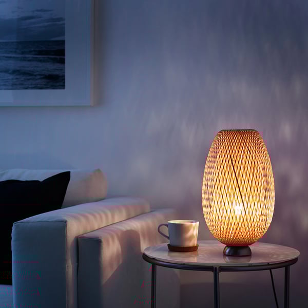 BÖJA table lamp, bamboo/handmade, 20 cm