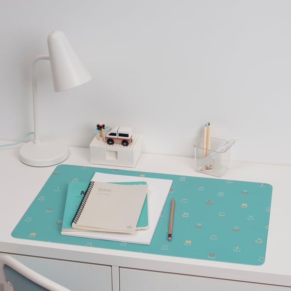 BÖNSYRSA - Desk pad, turquoise, 60x37 cm