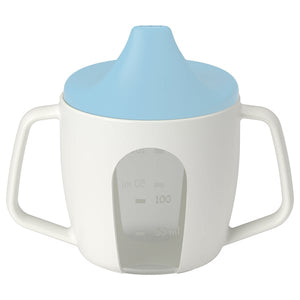 BÖRJA training beaker, white/blue