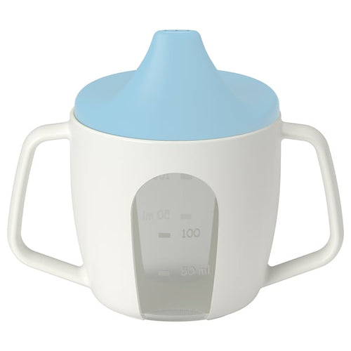 BÖRJA training beaker, white/blue