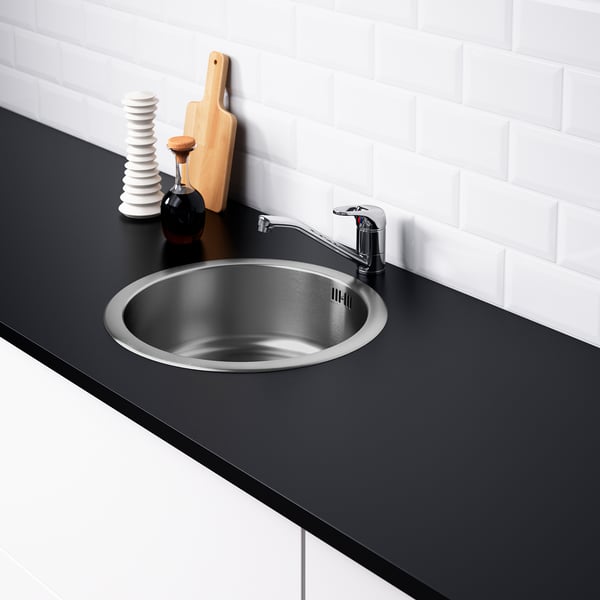 BOHOLMEN inset sink, 1 bowl, stainless steel, 45 cm