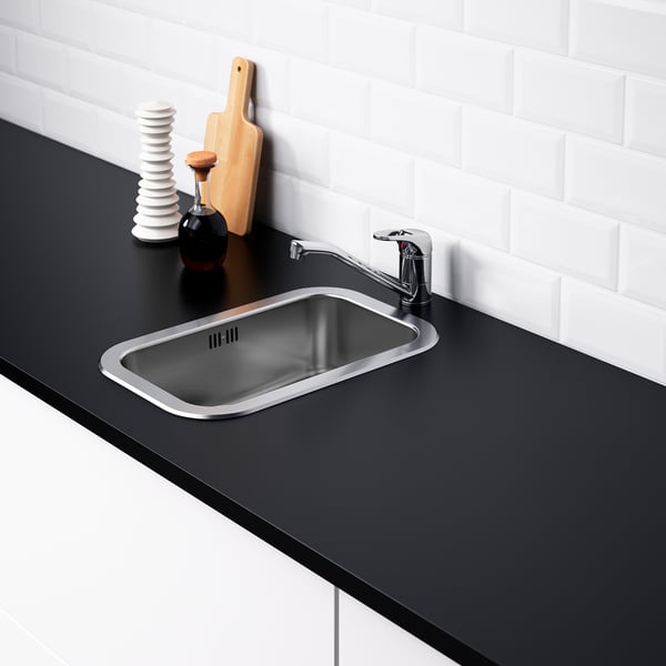 BOHOLMEN inset sink, 1 bowl, stainless steel, 47x30 cm