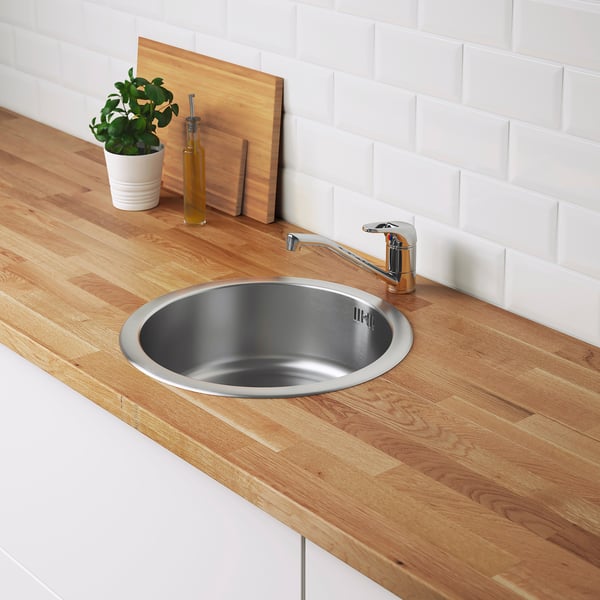 BOHOLMEN inset sink, 1 bowl, stainless steel, 45 cm
