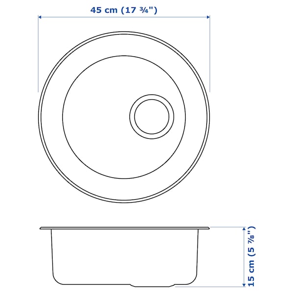 BOHOLMEN - Built-in 1-bowl sink, stainless steel, 45 cm