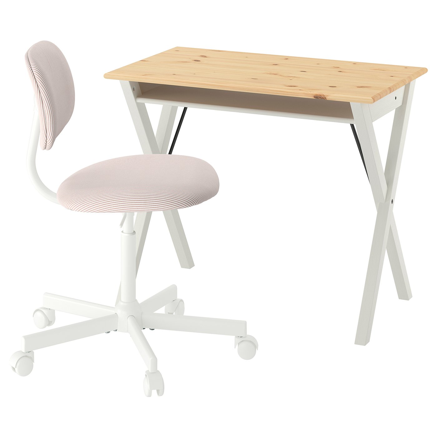 BOLLPOJKE / BLECKBERGET desk and chair, white/orange-brown, 85x93x53 cm