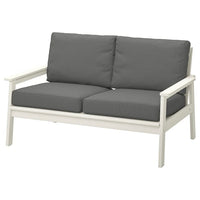 BONDHOLMEN 2-seat sofa, outdoor, white/beige/Frösön/Duvholmen dark grey, 139x88x81 cm