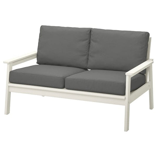 Ikea BONDHOLMEN - 2-seater outdoor sofa, white/beige/Frösön/Duvholmen dark gray