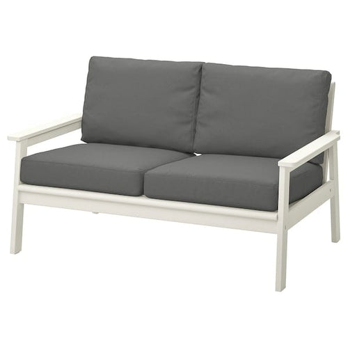 BONDHOLMEN 2-seat sofa, outdoor, white/beige/Frösön/Duvholmen dark grey, 124x88x81 cm