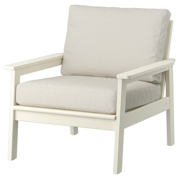 Ikea BONDHOLMEN - Poltrona da giardino, bianco/beige/Frösön/Duvholmen beige