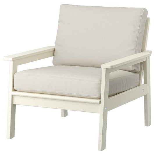 Ikea BONDHOLMEN - Poltrona da giardino, bianco/beige/Frösön/Duvholmen beige