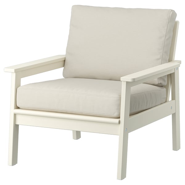 BONDHOLMEN armchair, outdoor, white/beige/Frösön/Duvholmen beige, 77x78x81 cm