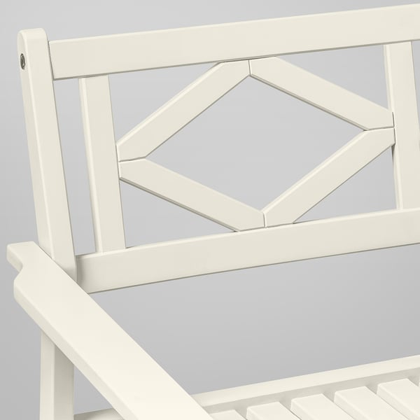 BONDHOLMEN chair with armrests, outdoor, white/beige, 63x83x62 cm