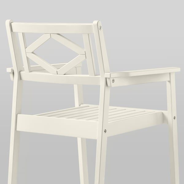 BONDHOLMEN chair with armrests, outdoor, white/beige, 50x83x62 cm