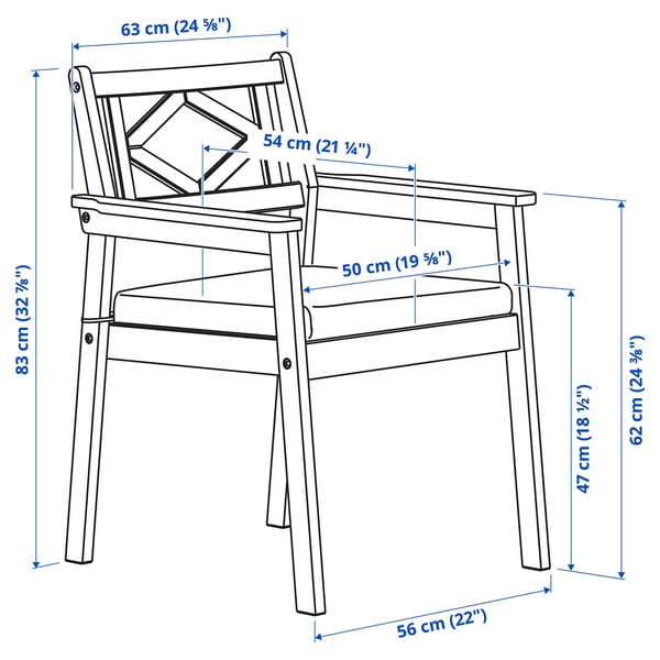 BONDHOLMEN - Table+4 chairs armrests, garden, white/beige/Frösön/Duvholmen dark grey