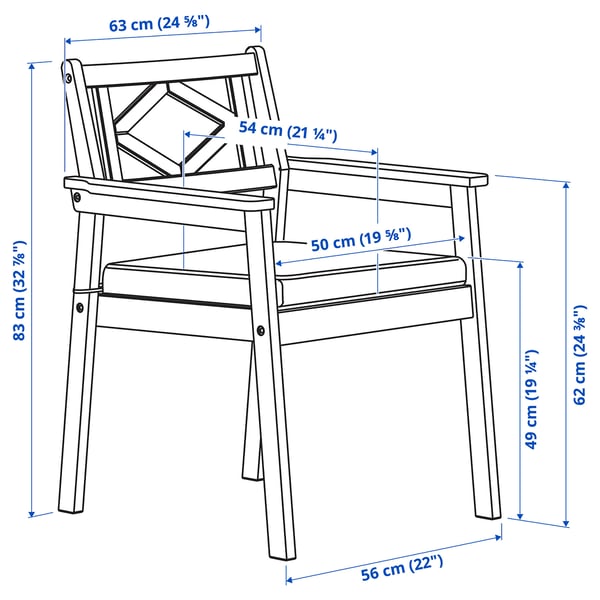 BONDHOLMEN - Table+4 chairs armrests, garden, white/beige/Järpön/Duvholmen anthracite